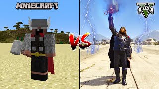 MINECRAFT SUPERHERO THOR VS GTA 5 SUPERHERO THOR - WHO IS BEST?