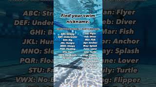 What's your swimming nickname?