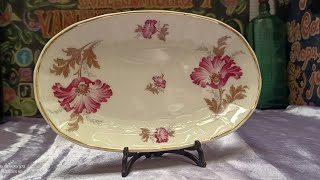 Rabanera porcelana Raynaud Limoges Francia años 30 marfil magenta y oro