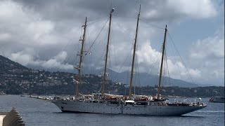 The eye-catching elegant STAR FLYER Masted Sail Ship  full docking in Monaco @archiesvlogmc