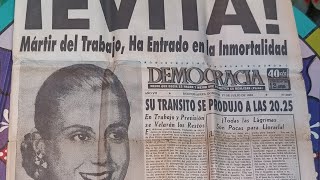 Diario Original Democracia 27 de Julio de 1952 Fallecimiento de Evita Peronismo Perón