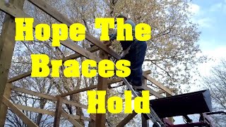 Setting the ROOF RAFTERS SOLO Homesteading ASMR 101 Tractor Shed Build