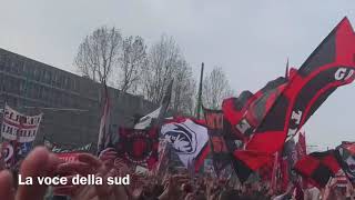 Corteo pre derby curva sud Milano 21/02/21- cori&fumogeni davanti a San siro