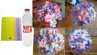 Ide Kreatif dari Botol pelastik || Paper Flower, Bunga dari kertas_Hiasan rumah || Dea cindy aryani