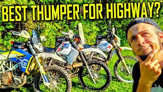 Which Big Bore Thumper Is Best for Highway Travel? XR650, DR650, 701 Enduro or KLR650