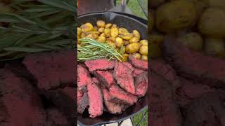 Grilled Steak with Skillet Potatoes | Over The Fire Cooking by Derek Wolf