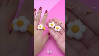 DIY Pretty Earrings and Ring Made from Clay #shorts #youtubeshorts #earrings #ring #handmade