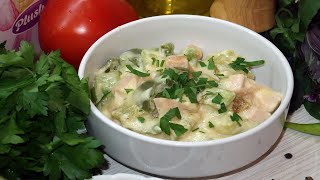 Кабачки с ветчиной и сыром, тушёные в сметане. Вкусные блюда из кабачков