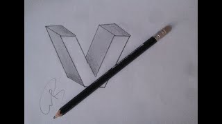 How to Draw the Letter V in 3D Drawing with pencil