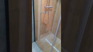 ДВЕРЬ В ДУШЕВУЮ НИШУ SLIDE DOOR GK-864, ПРОФИЛЬ ЧЕРНЫЙ МАТОВЫЙ, ПРОЗРАЧНОЕ СТЕКЛО