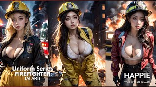 AI Cosplay Fire Fighter Uniform 消防士 (消防服) 소방관 룩북 Fanart, AI ART LOOKBOOK , AI Costume Fan Art