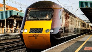 (4K) cross country intercity 125 power cars 43357+43285 depart Doncaster with Plymouth to Edinburgh