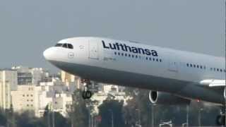 Lufthansa Airbus 340 taking off  rwy 26 at Ben Gurion airport-Israel