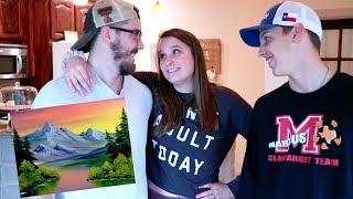 We tried following a Bob Ross painting tutorial...