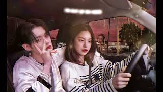 yeonjun and yeji driving car in the afternoon.