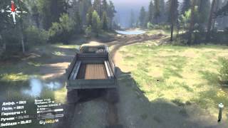 255 KrAZ trucks on the roads and in the river spintires 2015