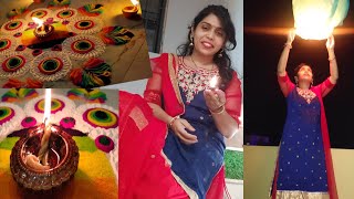 🌸Diwali Vlog🌸 Easy rangoli design | Diwali celebration at home |Homedecore and Diwali night #diwali