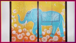 Art Time Lapse | Painting an elephant on a bedroom's wall closet