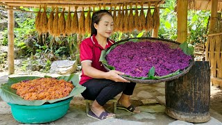 FULL VIDEO: How to make purple sticky rice | Harvest chicken eggs, ginger, banana, building house.