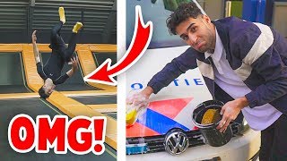 POLITIE AUTO WASSEN + SALTO'S IN TRAMPOLINE PARK!