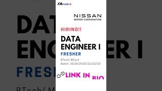 Nissan Hiring for Data Engineer job | Fresher Job