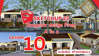 Barashada Sketchup Afsoomali || Bungalow design A to Z Casharka 10aad