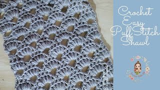 Crochet Easy Puff Stitch Rectangle Shawl / Crochet Scarf Tutorials