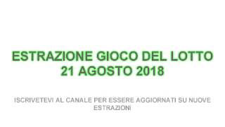 Estrazione Gioco del LOTTO 21 Agosto 2018