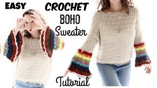 Spring boho sweater Easy Tutorial Part 1