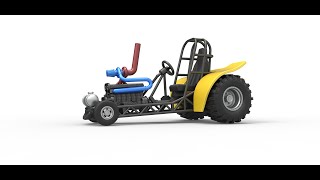 3D printable Mini Rod pulling tractor Scale 1:25 3D model view