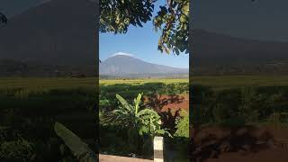 gunung tertutup topi awan