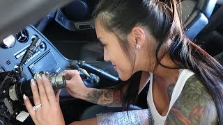 Amanda Installs a Steering Wheel on her Supra || DIY Steering wheel