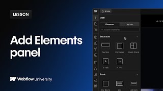 Add Elements panel — Webflow UI tutorial