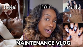 MAINTENANCE VLOG IN ATL : FACIAL, NAILS, BROWS & STRAIGHTENING NATURAL HAIR!