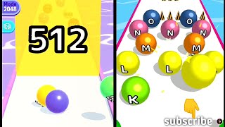 Ballrun 2048 Vs A to Z Ball | Number Ball vs Alphabet ball | ballrun 2048 vs alphabet ball