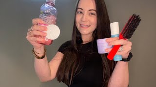 ASMR Makeup Removal, Skincare and Hair Play (realistic sounds)