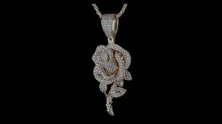 Rose Flower Hip Hop Pendant By Harlembling Iced Out In CZ Or Moissanite - 14k Gold Vermeil Necklace