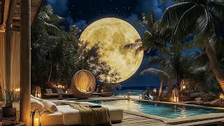 Tropical Night Oasis ASMR  Moonlit Beach Resort ASMR  Relax or Meditate with the Gentle Waves