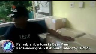 Penyaluran bantuan Alumni IPB melalui ARM HA IPB ke desa Paas Pamengpeuk Garut.