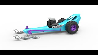 3D printable Front engine old school snow dragster Scale 1:25 3D model view