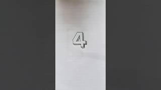 3D Number Drawing 4 | 3d drawing |   drawing with pencil | #3ddrawing #shorts