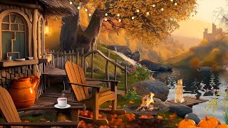 Serenity August Ambience w/ Fall Ambience & Crackling Firepit in Enchanting Cottage Ambience