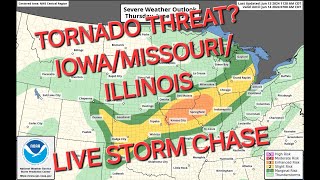 🔴LIVE Storm Chaser - Tornado Threat? Destructive Wind and Large Hail - Iowa/Missouri/Illinois