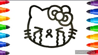 How to Draw a Hello Kitty Crying Emoji |Hello Kitty Sad Emoji, Hello Kitty Drawing For Kids &Toddler