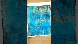 Gelli print pull using stencils + blues. #shorts #mixedmedia