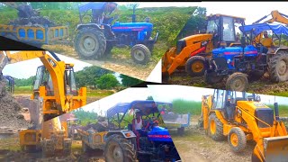 #video :- Cat 424B JCB Loading Mud To New Powertrac Euro Tractor 45 Plus and Powertrac Tractor