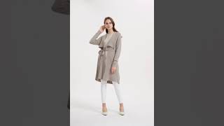 Women's solid color long style wool cashmere coat for fall winter