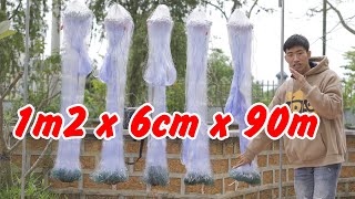 Video số 183 | lưới đánh cá chép, cá phi. Cao 1m2 x 90m x 6cm(then 3 ) || luoi danh ca a trung