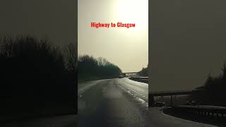 Highway to Glasgow, winter afternoon, Scotland (front view camera, driving plate for filmmakers)