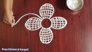 Easy Rangoli design | freehand | Lakshmi pooja | vratham | Friday | Jhoti chita | Simple Rangoli